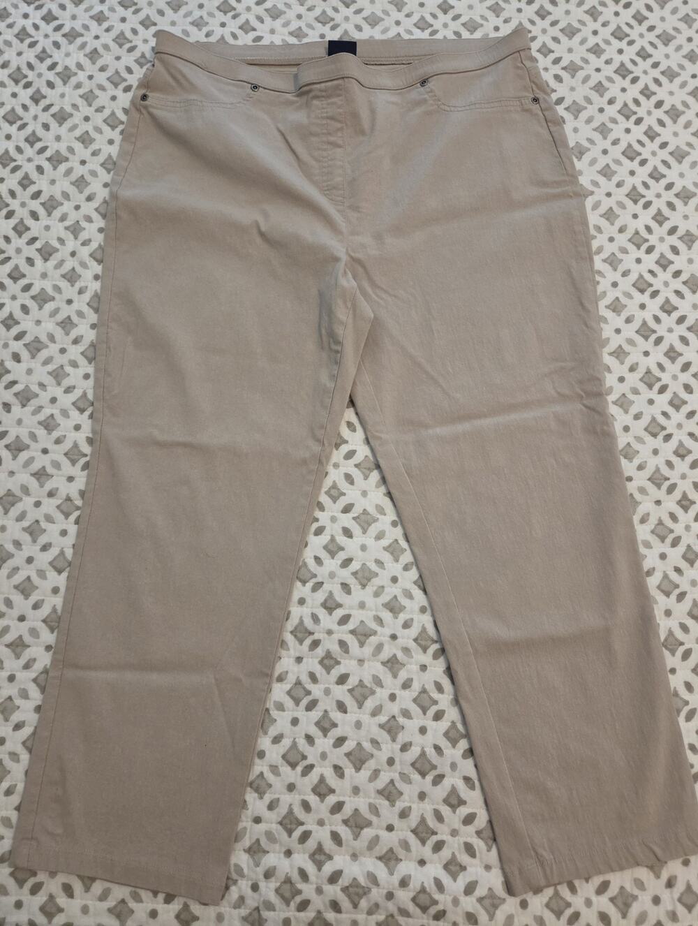 Basic Editions VINTAGE RETIRED NWOT Cropped Capris Size XL Khaki Tan
